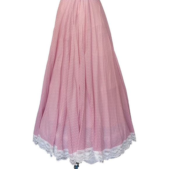 Gunne Sax Pink Swiss Dot Maxi Dress Size XS 5 Calico Vintage 70s Prairie - Picture 9 of 10